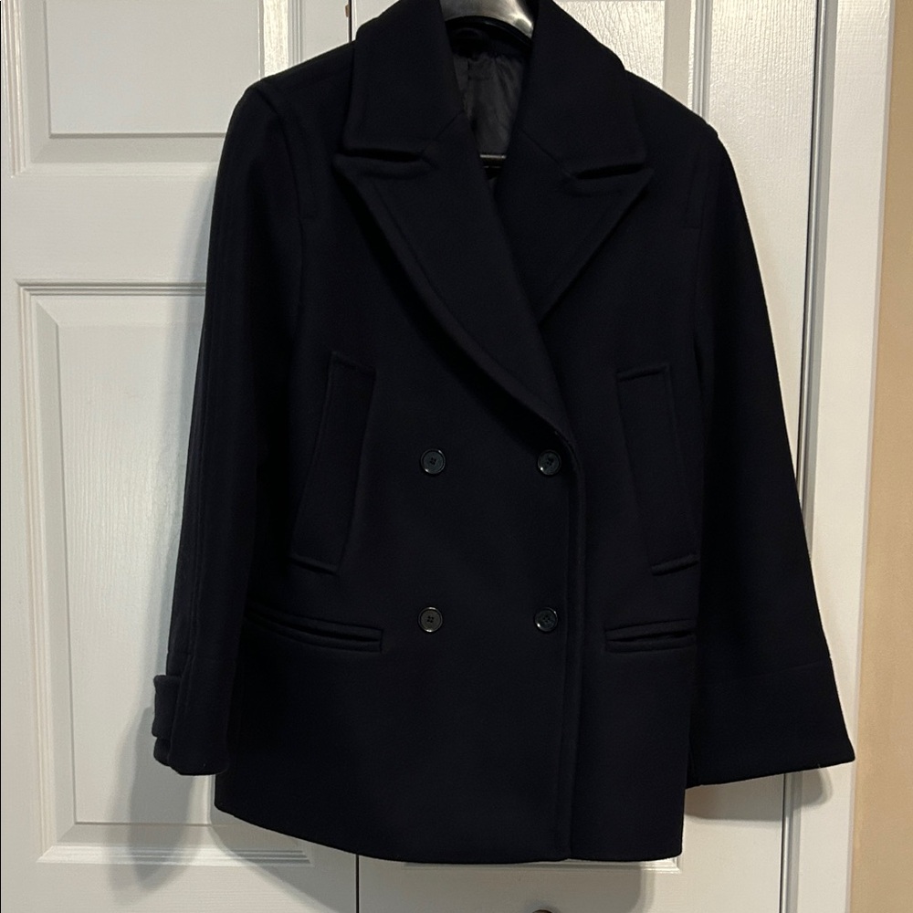 & Other Stories Navy Double-Breasted Pea Coat